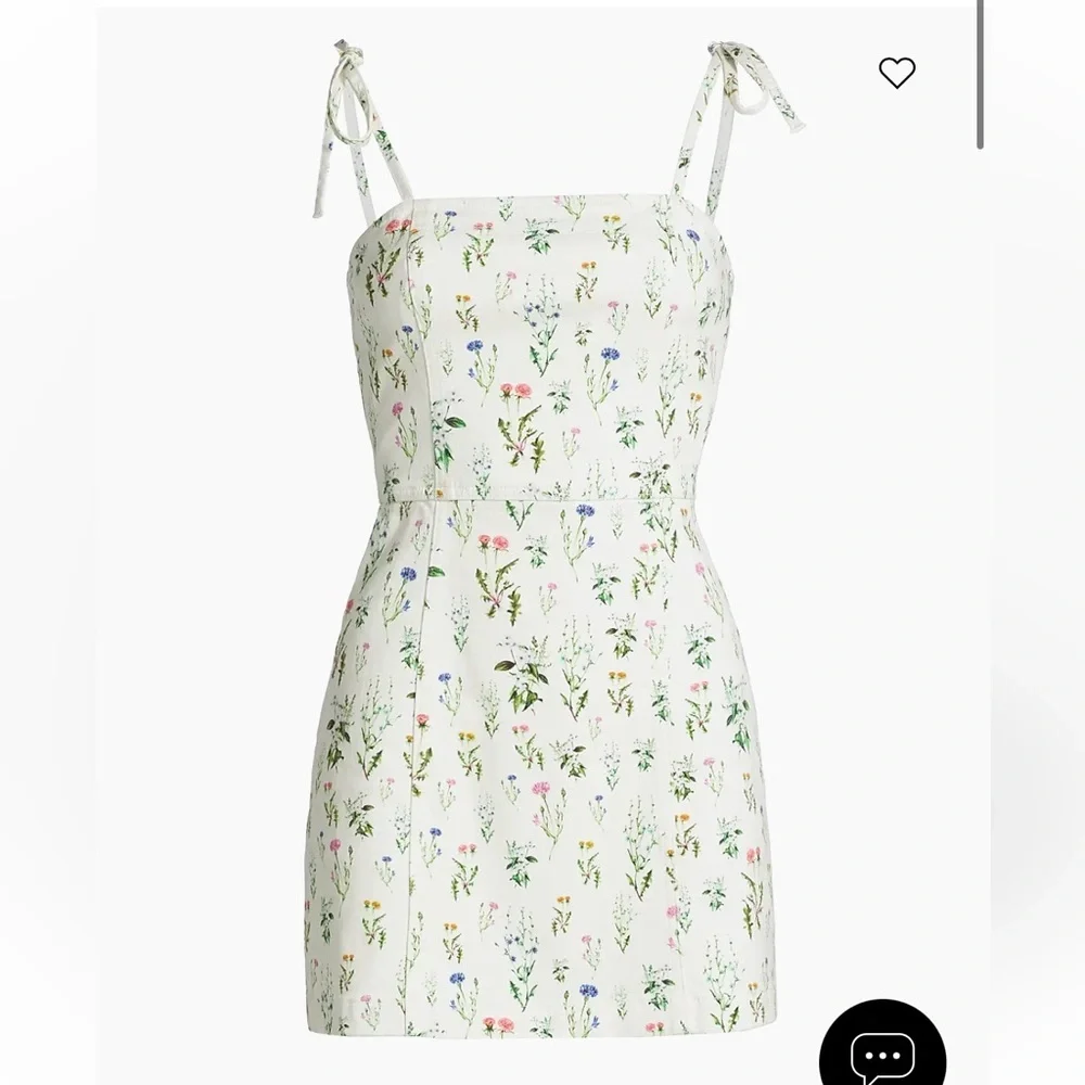 Alice + Olivia Jensen Floral Denim Spaghetti Strap Mini Dress Sz 4 - Picture 12 of 16